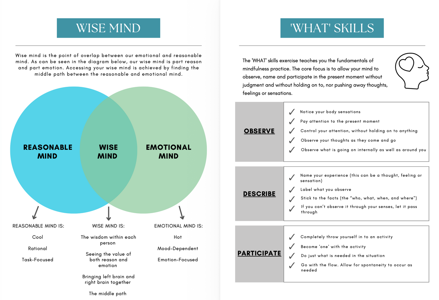 DBT Mindfulness Worksheets