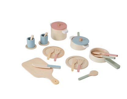 Wooden Kitchen Playset — Pastel Cook & Play Set