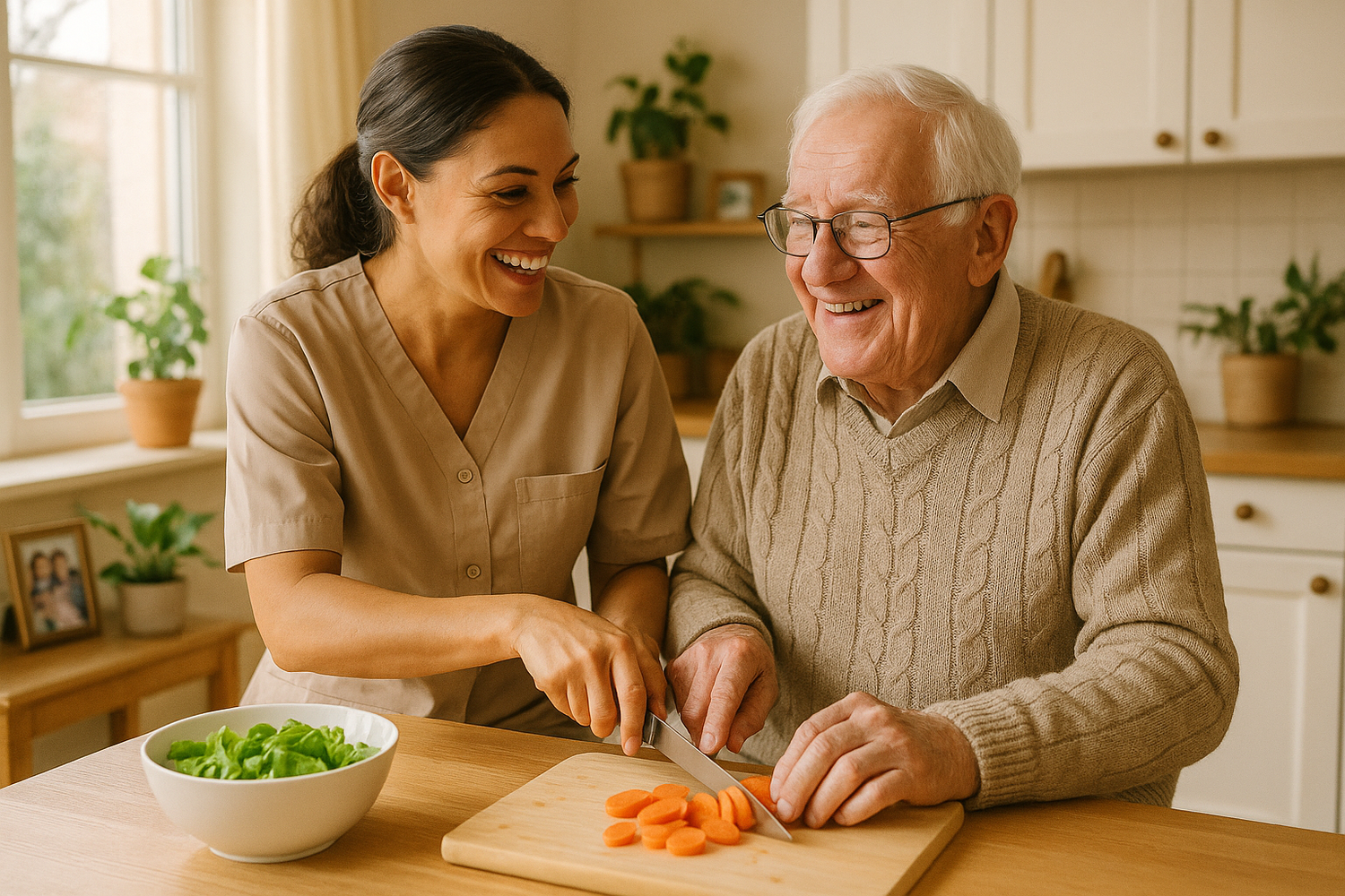 Can you please do a picture of a person receive daily living assistance or support work