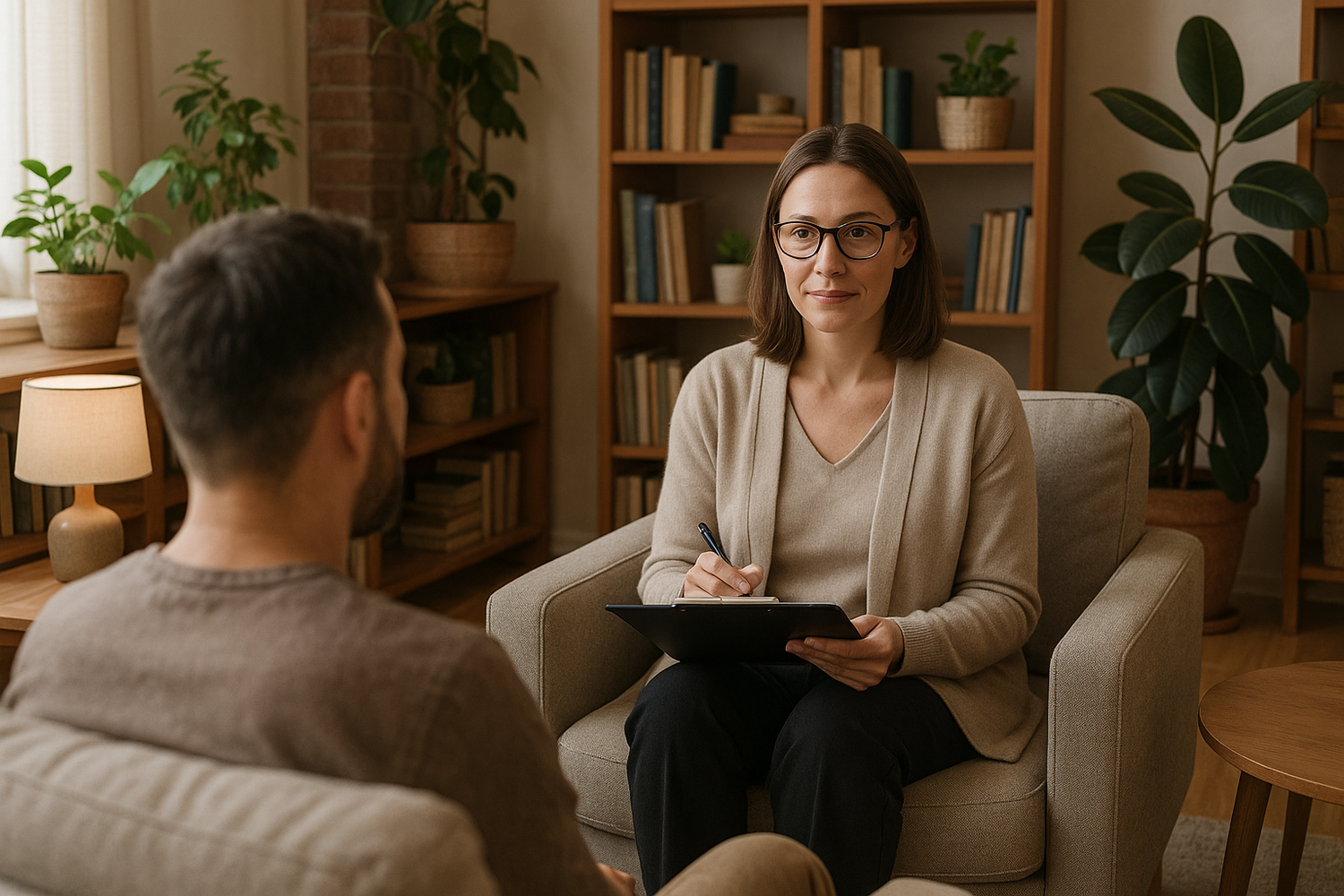 Can you please make it a more relaxed environment. Possibly sitting in a lounge chair in a therapists office