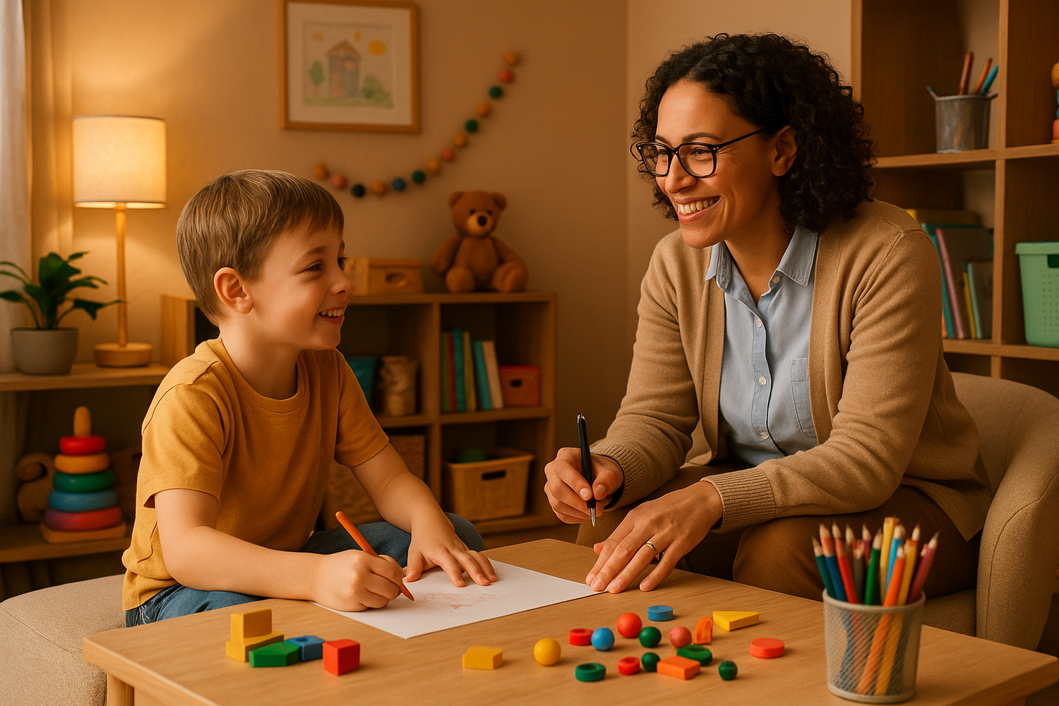 Therapist working with a child
